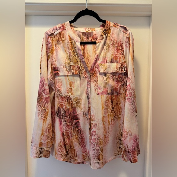 Calvin Klein Tops - Calvin Klein Women's Pink and Brown Snake Print Blouse